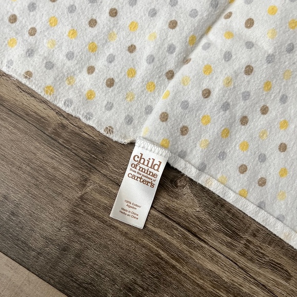 Carter's Child of Mine Baby Receiving Blankets Yellow Animals Polka Dots Flannel - Picture 12 of 13